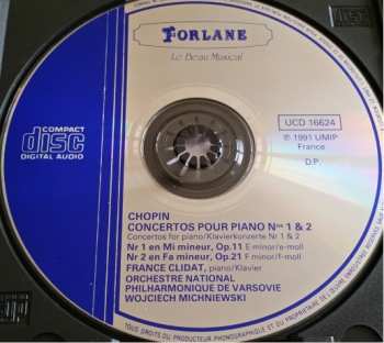 CD Frédéric Chopin: Concertos Pour Piano N°1 Et 2
