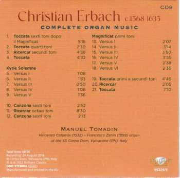 9CD/Box Set Manuel Tomadin: Complete Organ Music