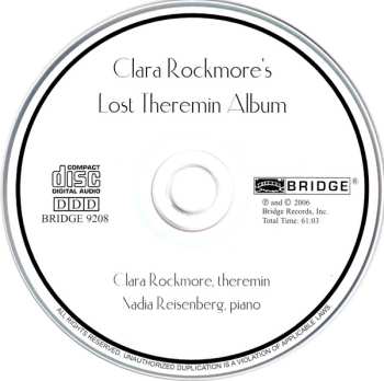 CD Clara Rockmore: Clara Rockmore's Lost Theremin Album