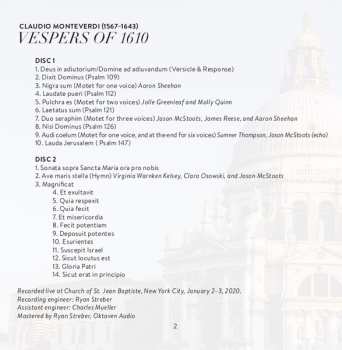 2CD Claudio Monteverdi: Vespro Della Beata Vergine