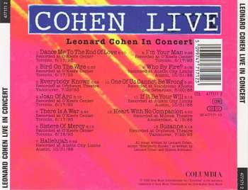 CD Leonard Cohen: Cohen Live - Leonard Cohen In Concert