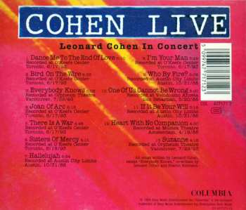CD Leonard Cohen: Cohen Live - Leonard Cohen In Concert