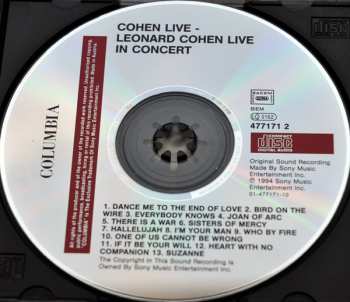 CD Leonard Cohen: Cohen Live - Leonard Cohen In Concert