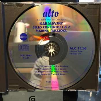 CD Dmitry Kabalevsky: Cello Concertos For Cello No 1 & No. 2 