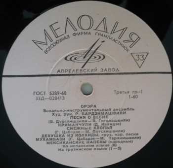 LP Орэра: Орэра Вокально-инструментальный Ансамбль CLR