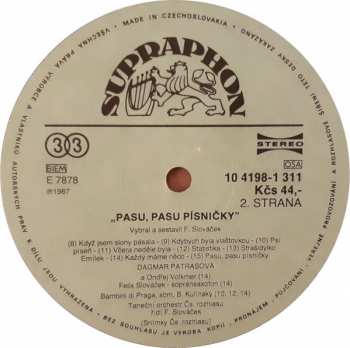 LP Dagmar Patrasová: Pasu, Pasu Písničky