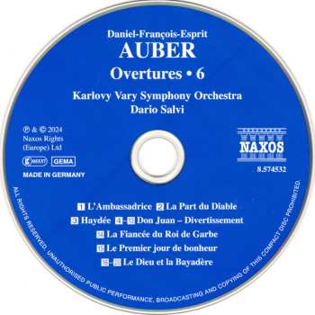 CD Daniel-Francois-Esprit Auber: Overtures Vol. 6