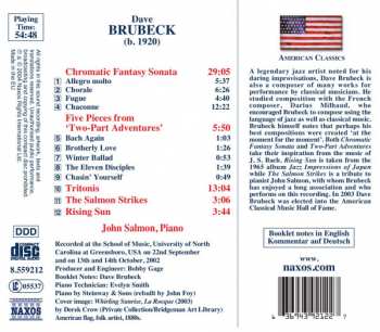 CD Dave Brubeck: Chromatic Fantasy Sonata • Rising Sun • The Salmon Strikes