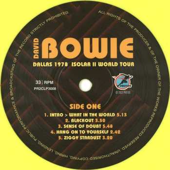 2LP David Bowie: Dallas 1978 Isolar II World Tour  NUM | CLR