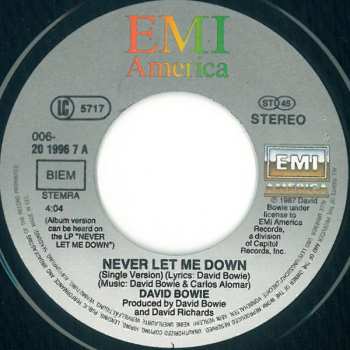 SP David Bowie: Never Let Me Down (Single Version)