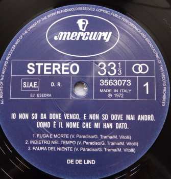 LP De De Lind: Io Non So Da Dove Vengo E Non So Dove Mai Andrò, Uomo È Il Nome Che Mi Han Dato LTD | NUM