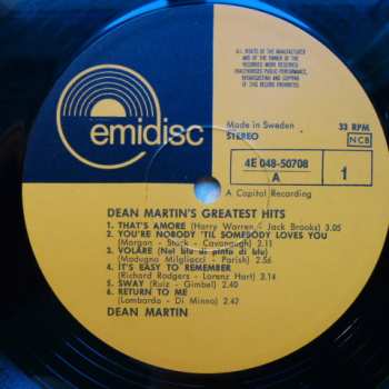 LP Dean Martin: Dean Martin's Greatest Hits
