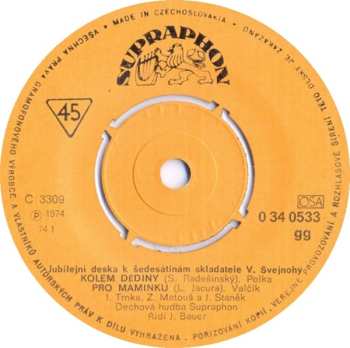 SP Dechová Hudba Supraphon: Jubilejní Deska K Šedesátinám Skladatele V. Švejnohy