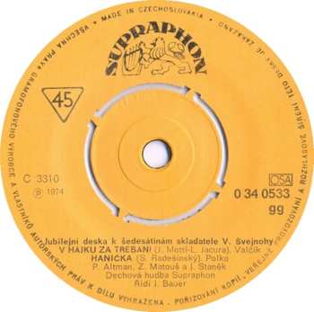 SP Dechová Hudba Supraphon: Jubilejní Deska K Šedesátinám Skladatele V. Švejnohy