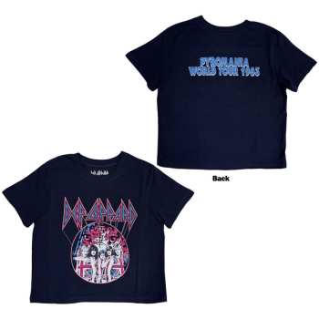 Merch Def Leppard: Def Leppard Ladies Crop Top: Pyro Tour (navy Blue) (back Print) (small) S