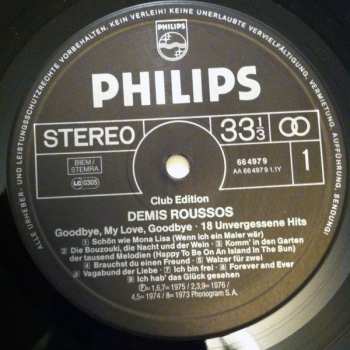 LP Demis Roussos: Goodbye, My Love, Goodbye - 18 Unvergessene Hits, Club Edition