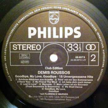 LP Demis Roussos: Goodbye, My Love, Goodbye - 18 Unvergessene Hits, Club Edition