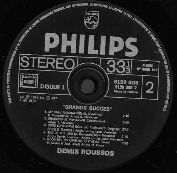 2LP Demis Roussos: Grands Succès