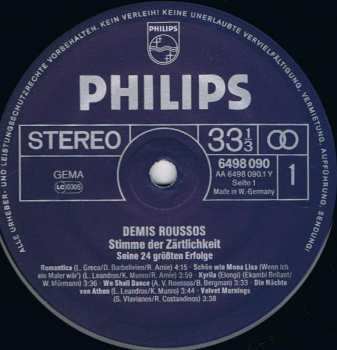 2LP Demis Roussos: Stimme Der Zärtlichkeit - Seine 24 Größten Erfolge