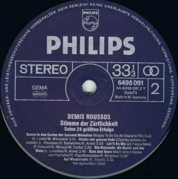 2LP Demis Roussos: Stimme Der Zärtlichkeit - Seine 24 Größten Erfolge