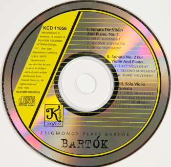 CD Béla Bartók: Zsigmondy Plays Bartók