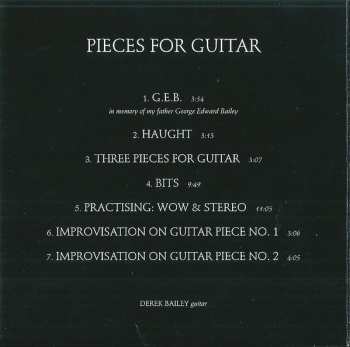 CD Derek Bailey: Pieces For Guitar
