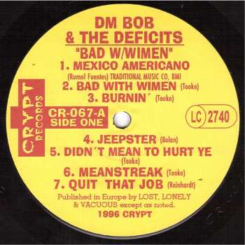 LP DM Bob & The Deficits: Bad With Wimen