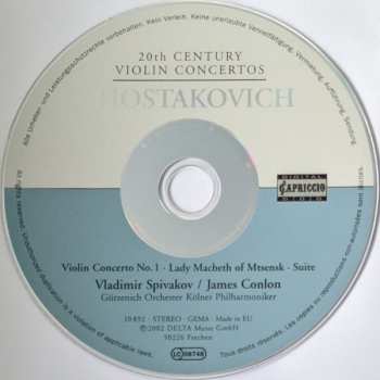 CD Dmitri Shostakovich: Violin Concerto No.1 / Lady Macbeth Of Mtsensk - Suite