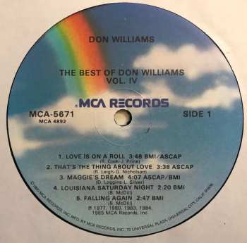 LP Don Williams: Greatest Hits Volume IV