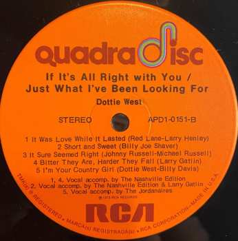 LP Dottie West: If It's All Right With You/Just What I've Been Looking For