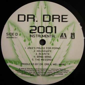 2LP Dr. Dre: 2001 (Instrumentals Only)