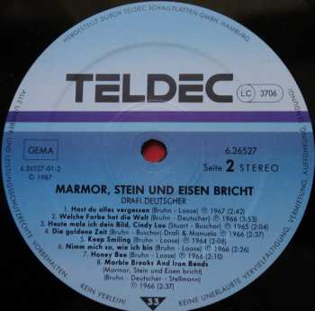 LP Drafi Deutscher: Marmor, Stein Und Eisen Bricht