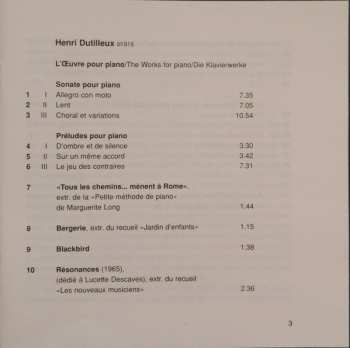 CD Henri Dutilleux: L'Oeuvre Pour Piano