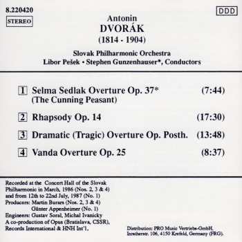 CD Antonín Dvořák: Rhapsody Op. 14 • Overtures