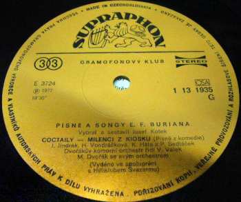 LP E. F. Burian: Písničky A Songy