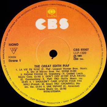 LP Edith Piaf: The Great Edith Piaf