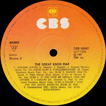 LP Edith Piaf: The Great Edith Piaf