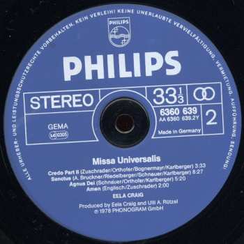 LP Eela Craig: Missa Universalis