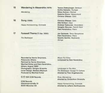 CD Eleni Karaindrou: Music For Films