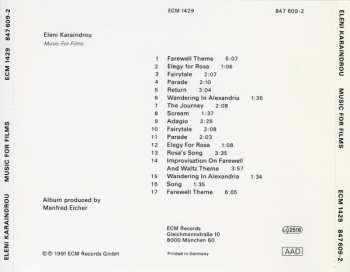 CD Eleni Karaindrou: Music For Films
