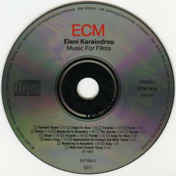 CD Eleni Karaindrou: Music For Films
