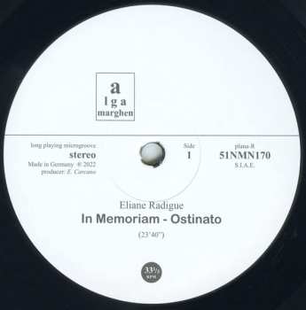 LP Eliane Radigue: In Memoriam-Ostinato / Danse Des Dakinis