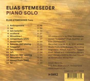 CD Elias Stemeseder: Piano Solo