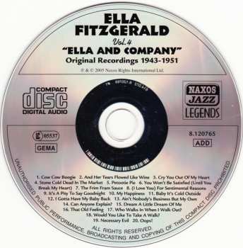 CD Ella Fitzgerald: Ella And Company (Vol.4 Original 1943-1951 Recordings)