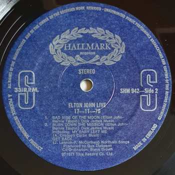 LP Elton John: Best Live Rarities Of Elton John