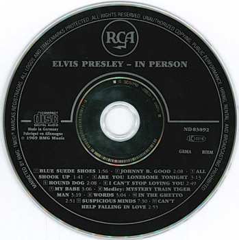 CD Elvis Presley: Elvis In Person At The International Hotel