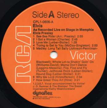 4LP Elvis Presley: Recorded Live On Stage In Memphis
