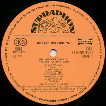 LP Emil Viklický Quartet: Homage To Joan Miró