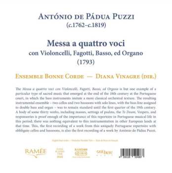 CD Diana Vinagre: Messa A Quattro Voci Con Violoncelli, Fagotti, Basso, Ed Organo