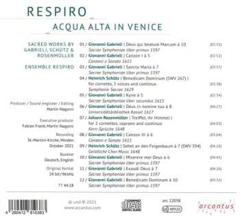 CD Ensemble Respiro: Acqua Alta In Venice - Sacred Works By Gabrieli, Schütz & Rosenmüller